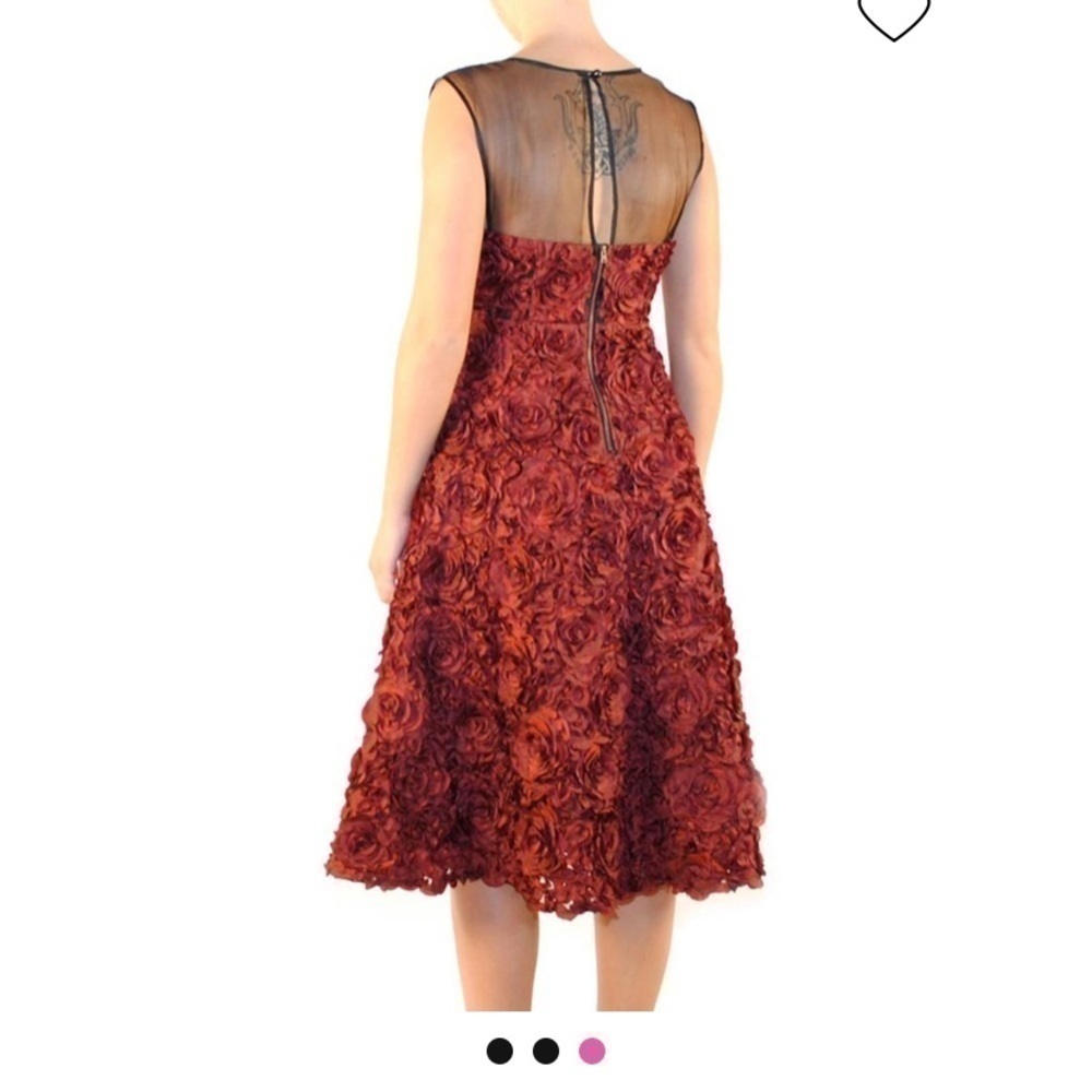 Anthropologie Tracy Reese Maroon 3D Floral Rose Cocktail Dress NWT - Picture 4 of 14